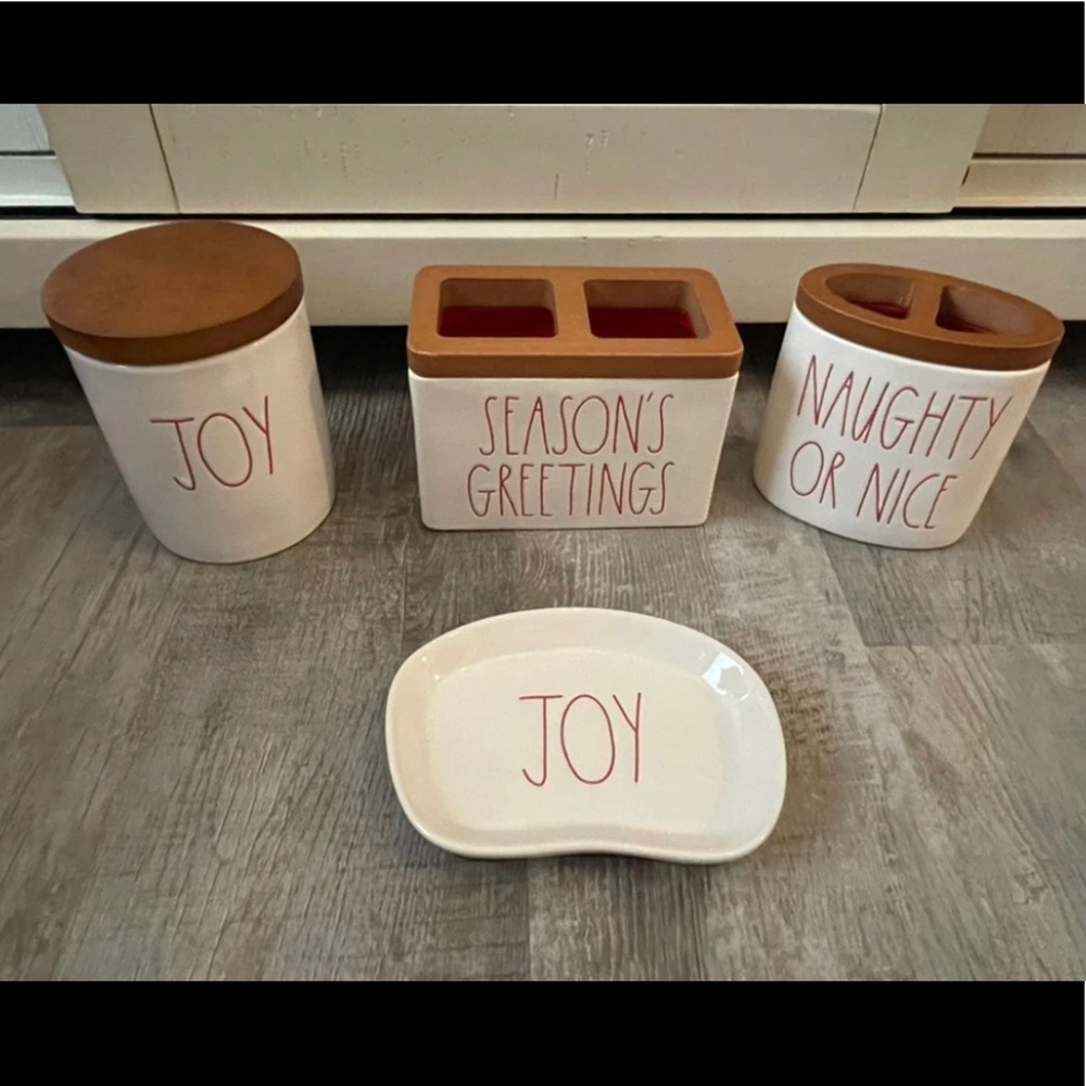 Rae Dunn Christmas bathroom accessories